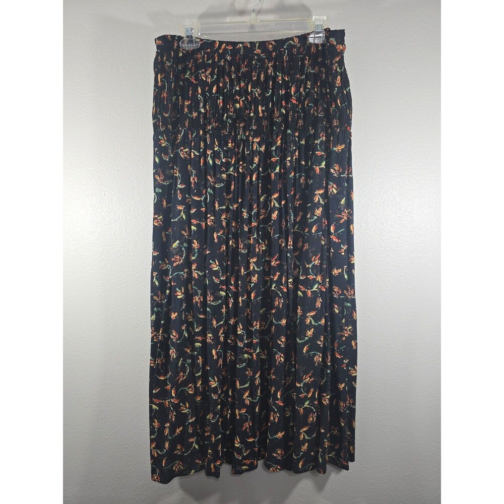 Vintage Carole Little Maxi Skirt Elastic Waist Floral Size 16 BOHO cottage AD
